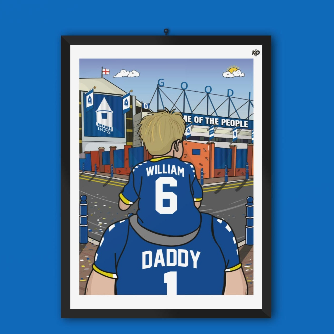 Everton FC Goodison Park Stadium Personalised Shirt Prints - EFC Football Themed Ground Toffees Posters, Gifts for Kids Wall Art