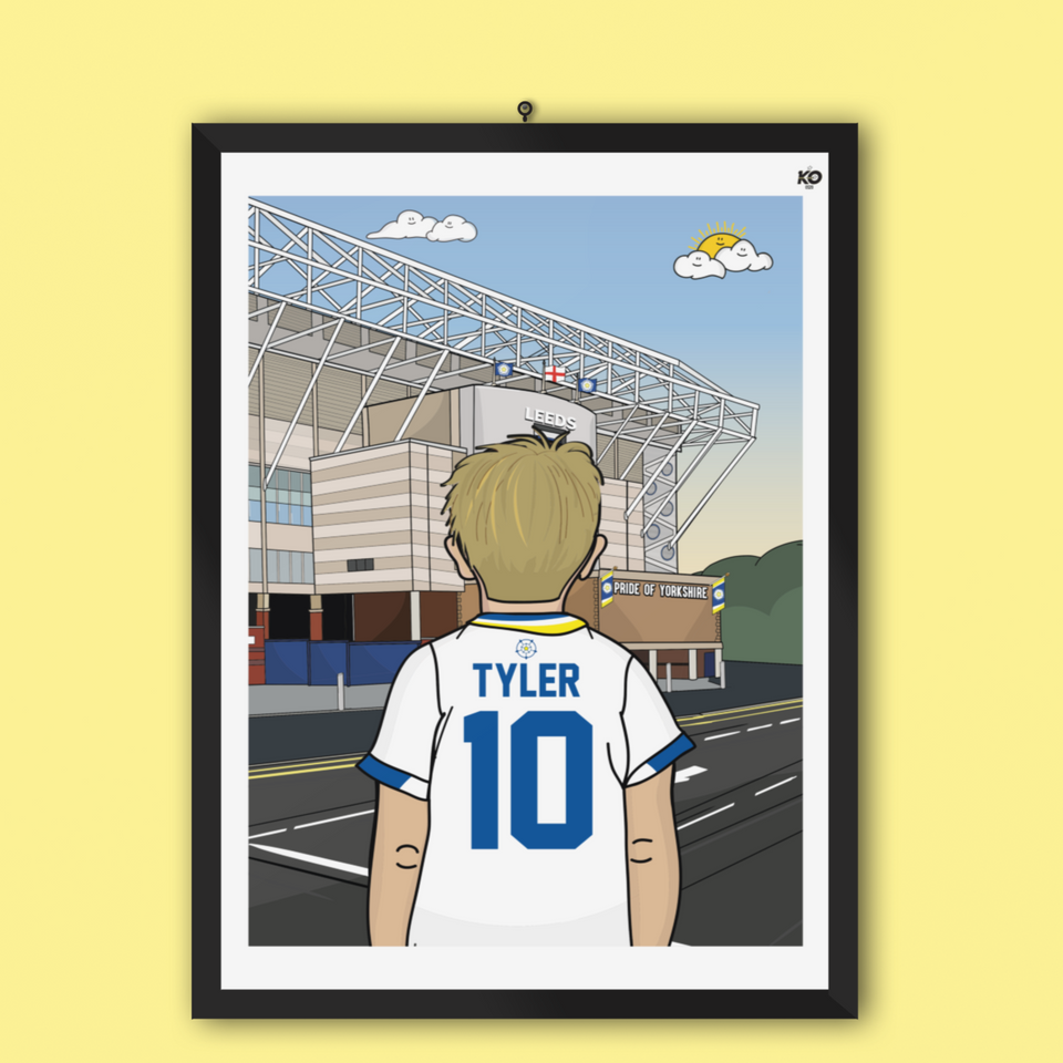Leeds United FC Personalised Teen Lad / Boy Elland Gift LUFC print