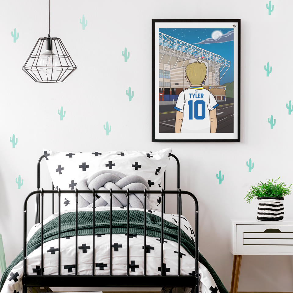 Leeds United FC Personalised Teen Lad / Boy Elland Gift LUFC print