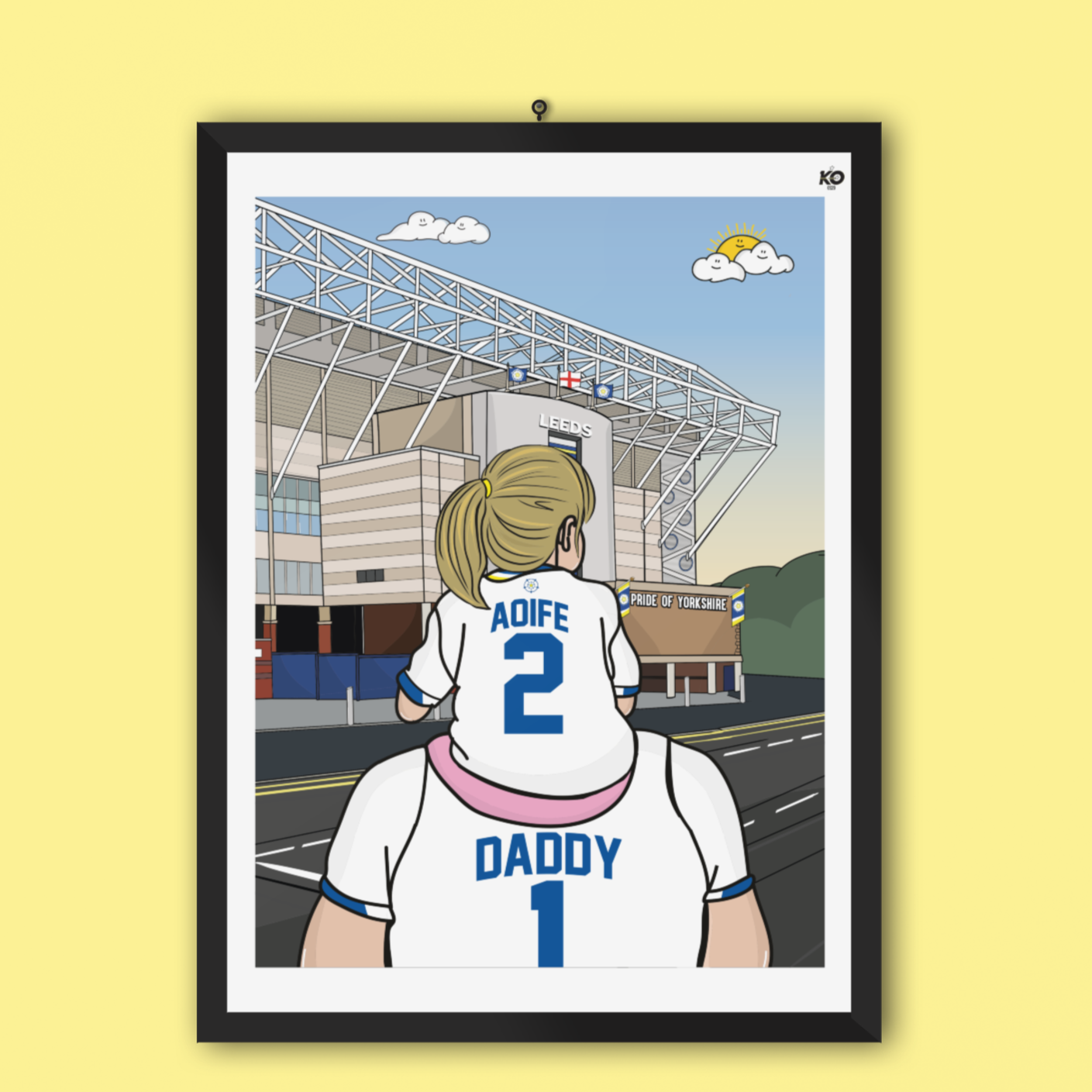 Leeds United FC Personalised Dad & Lass Elland Road Football LUFC